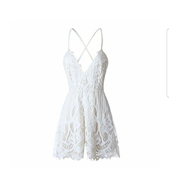 AURORA White Floral Lace Romper - Picture 2 of 6